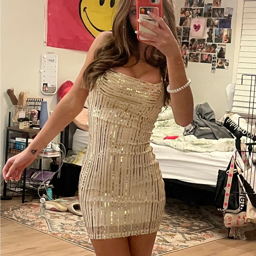Gold Halter strap dress